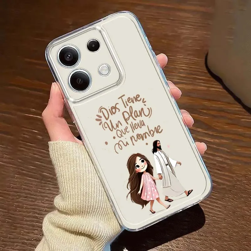 Modello in stile cartone animato Gesù per Xiaomi Redmi 10 11 K30 K40 K50 K60 K70 Pro Prime Plus Ultra Zoom 5G TPU Custodia trasparente per telefono