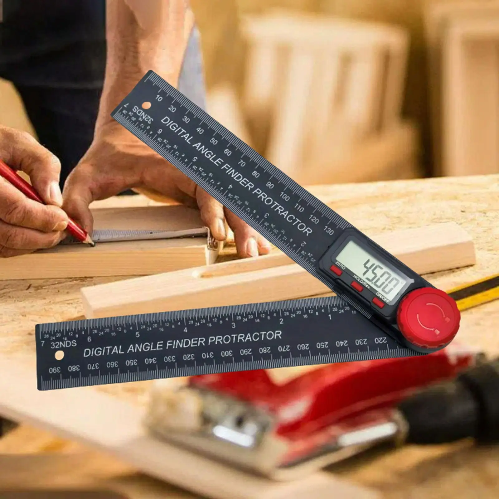 2 in 1 Digital Angle Ruler Protractor with LCD Display for Woodworking Construction and DIY Home Improvement Tasks