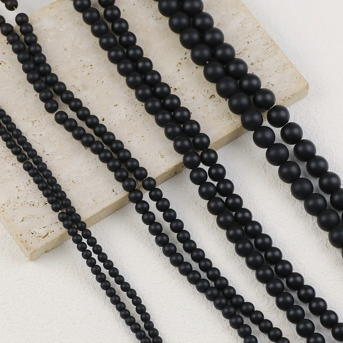 4/6/8/10/12mm Natural Black Matte Stone Beading Round Loose Spacer Beads For Jewelry DIY Handmade Bracelet Earrings Accessories