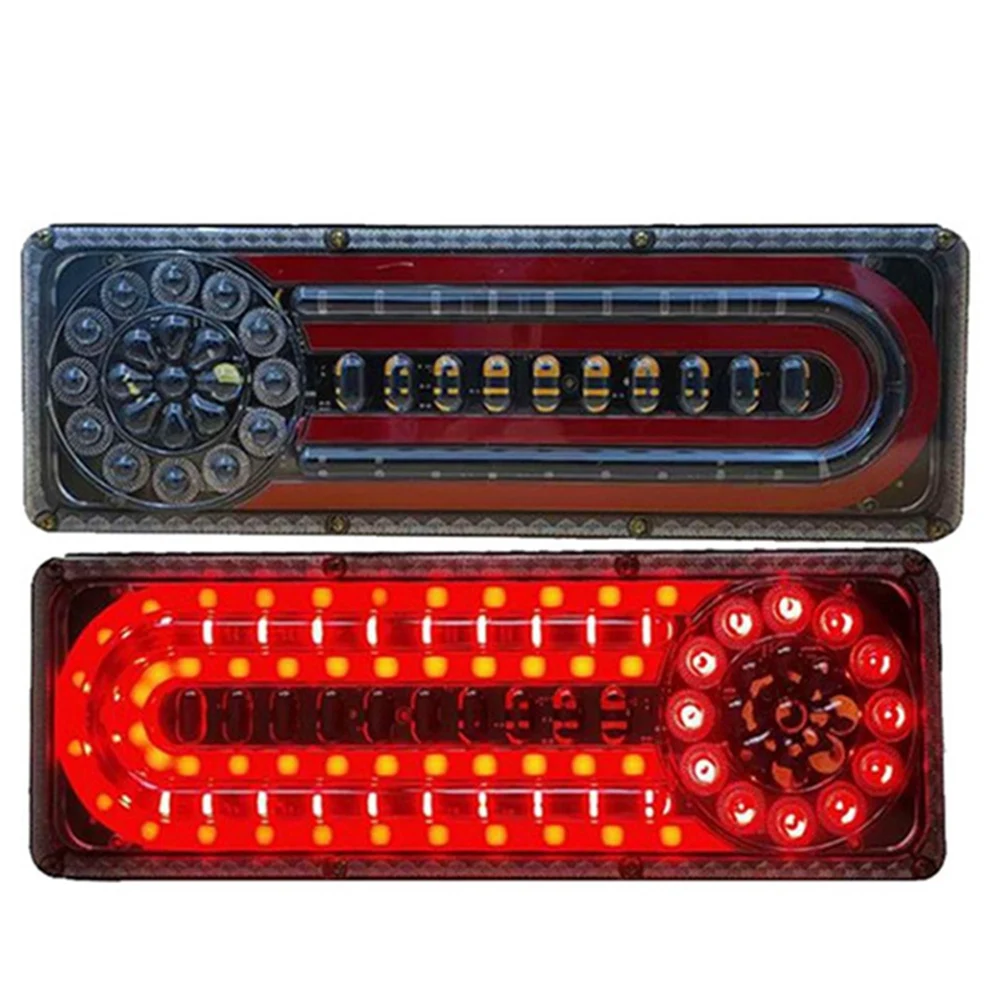 Dinâmico LED Car Truck Tail Light, Turn Signal Rear Indicator, Luzes de freio para reboque camião e Van, 24V, 2Pcs