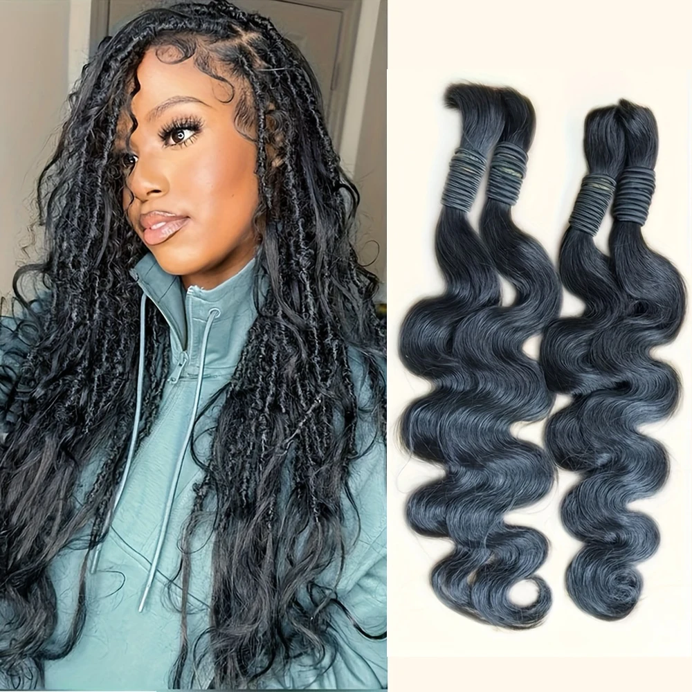 

Body Wave Human Hair Extensions Natural Black Bulks No Weft - Bulk Hair for Braiding Suitable for Women Ponytails Buns Braids