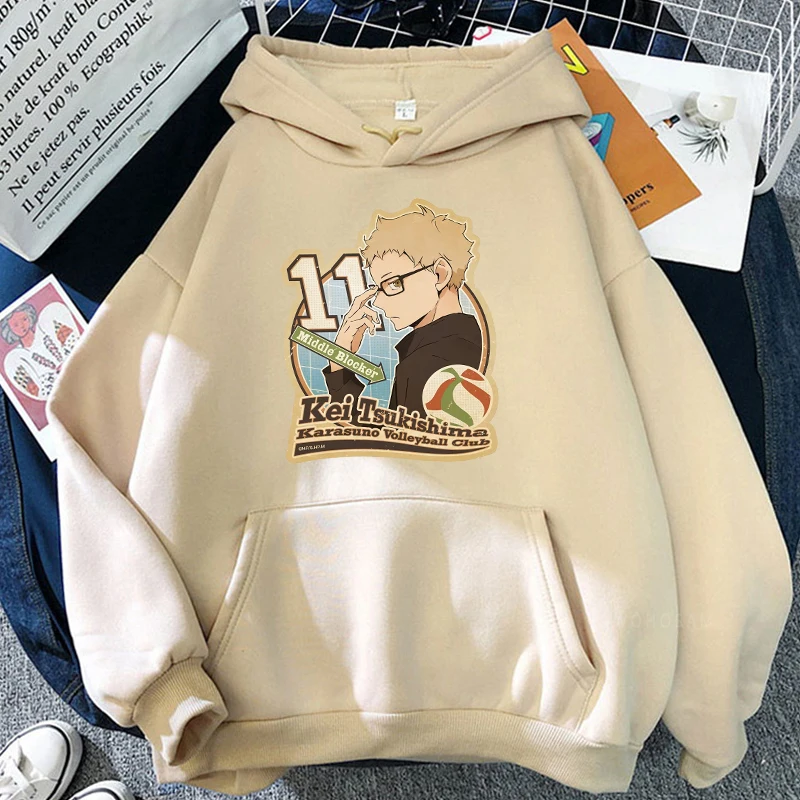 No.11 Kei Tsukishima Haikyuu Harajuku Anime Long Sleeve Sweatshirts Women Korean Fashion Hip Hop Oversized Sweatshirts Clothing