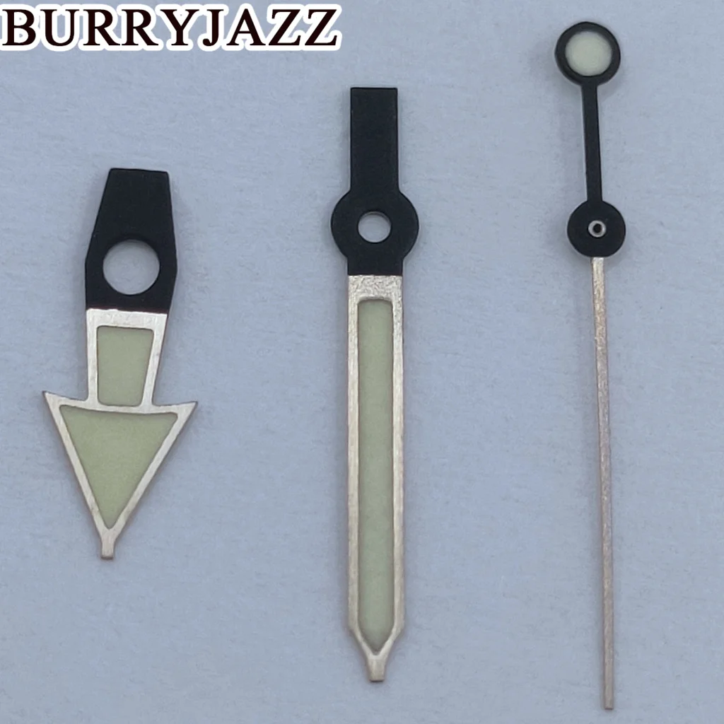 

BURRYJAZZ NH35 NH36 NH38 7S26 7S36 4R35 4R36 Watch Hands Black Silver Hands Green Luminous