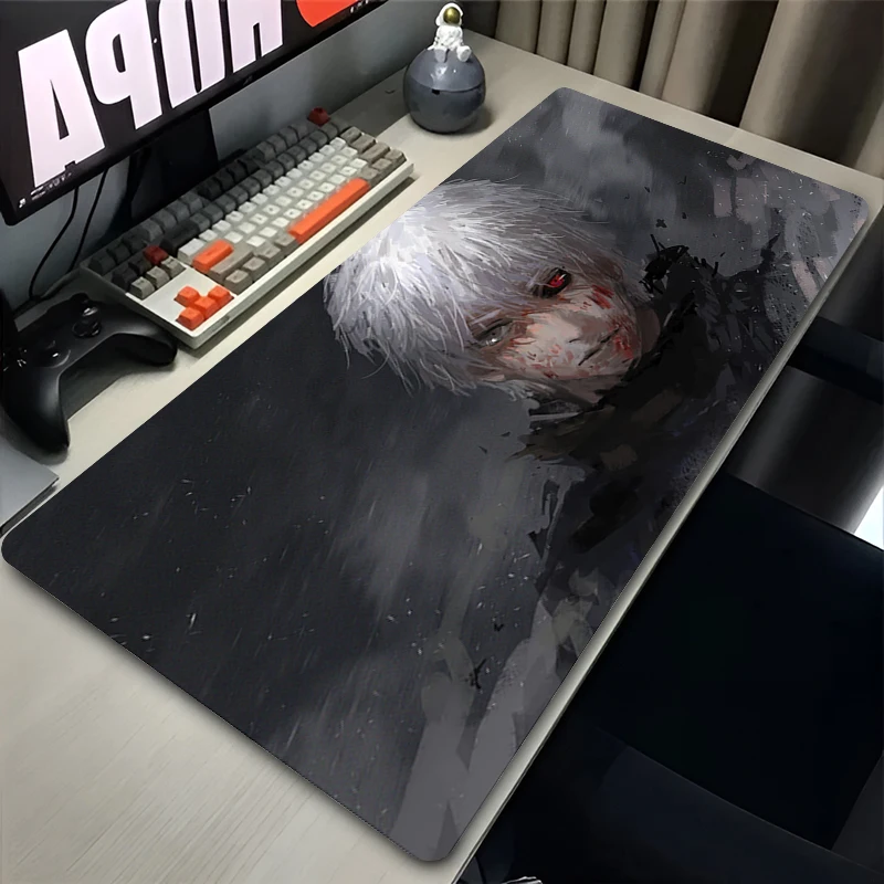 Mouse Pad Office PC Gaming Accessories Keyboard Rug Laptop Kaneki Ken Black And White Mousepad Japan Anime Tokyo Ghoul Desk Mat