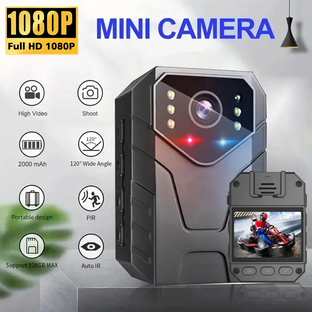 

Mini Body Camera Full HD 1080P 2 Inch IPS Touch Screen Night Vision Video Recorder Security Guard Police Body Mini Cam