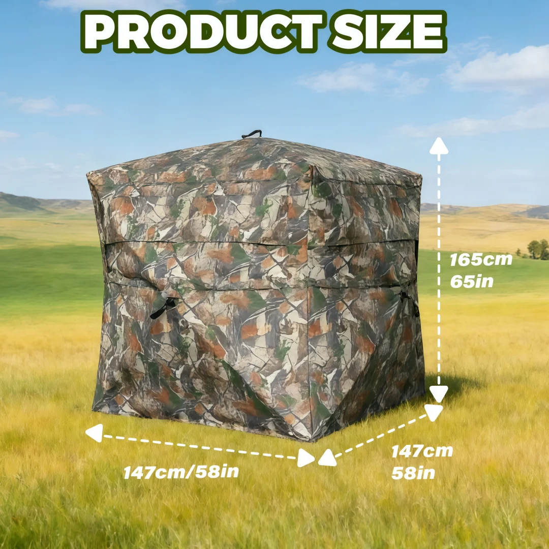 Camouflage Pop-Up Hunting Blind Ground Shelter for Deer Turkey And Duck Hunting Easy Setup And Storage Outdoor Camo Blind