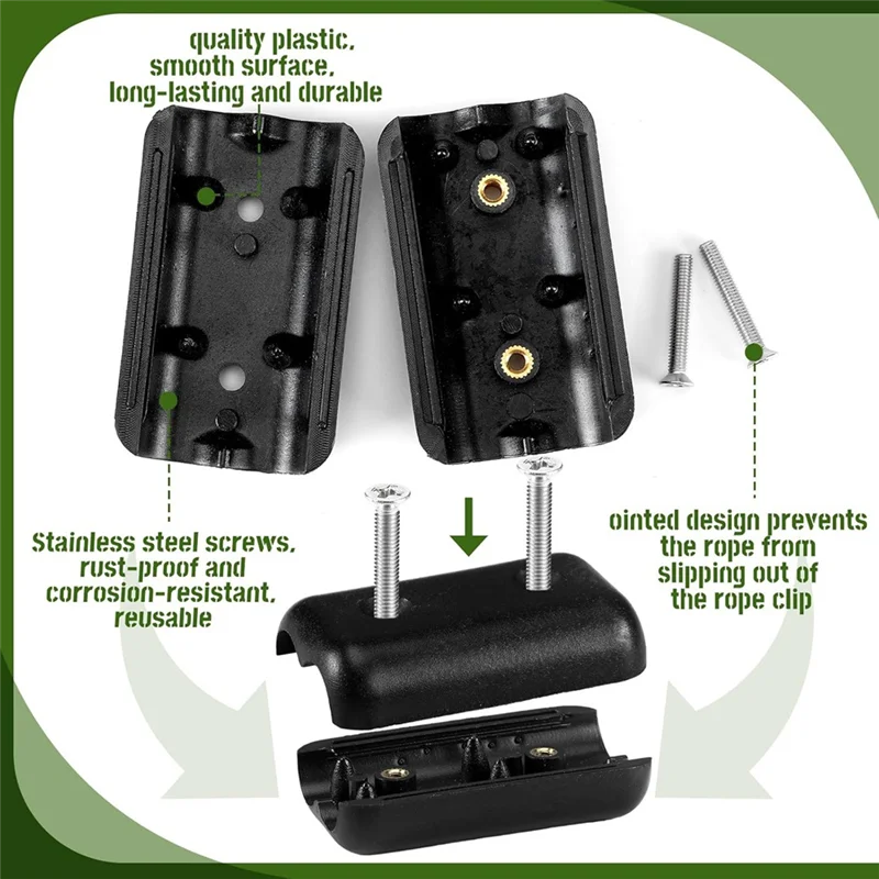 

【Flash-Deal!】For 9-10Mm Nylon Or Braided Cord Compatible 4Pcs 1/2" Reusable Plastic Double Rope Clamps Cord Connector