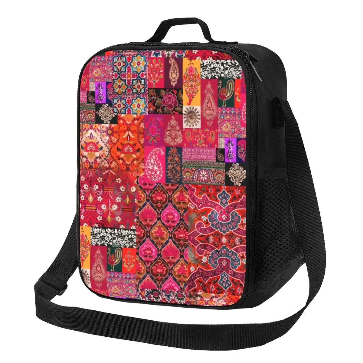 Bohemian Traditional Oriental Moroccan Collage Style Thermal Lunch Bag Resuable Lunch Tote for Kids Storage Bento Food Box