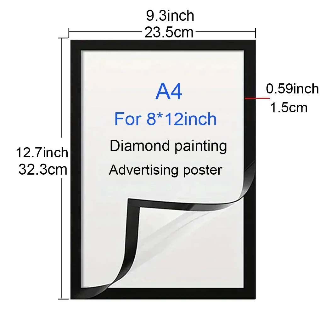 A4 Rubber Magnet Poster Frame for Display