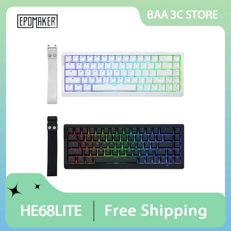 

EPOMAKER HE68 Lite Magnetic Switch Mechanic Keyboard Wired Custom RGB Hot Swap Gasket 8K RT0.01MM Lightweight Game Keyboard