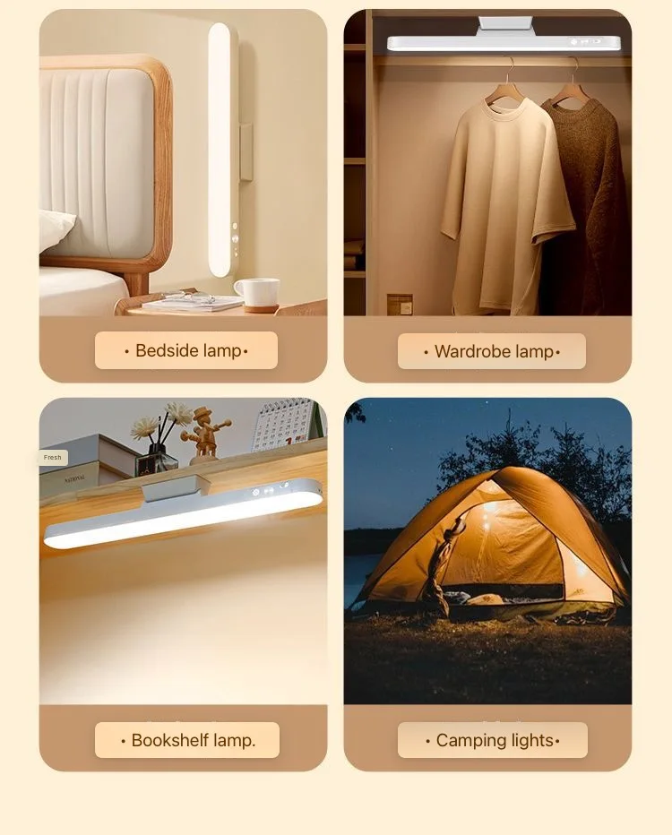 البعيد LED لمبة مكتب المغناطيسي شنقا ضوء الليل USB مصباح طاولة قابل لإعادة الشحن 3 ألوان القراءة الخفيفة لخزانة خزانة خزانة