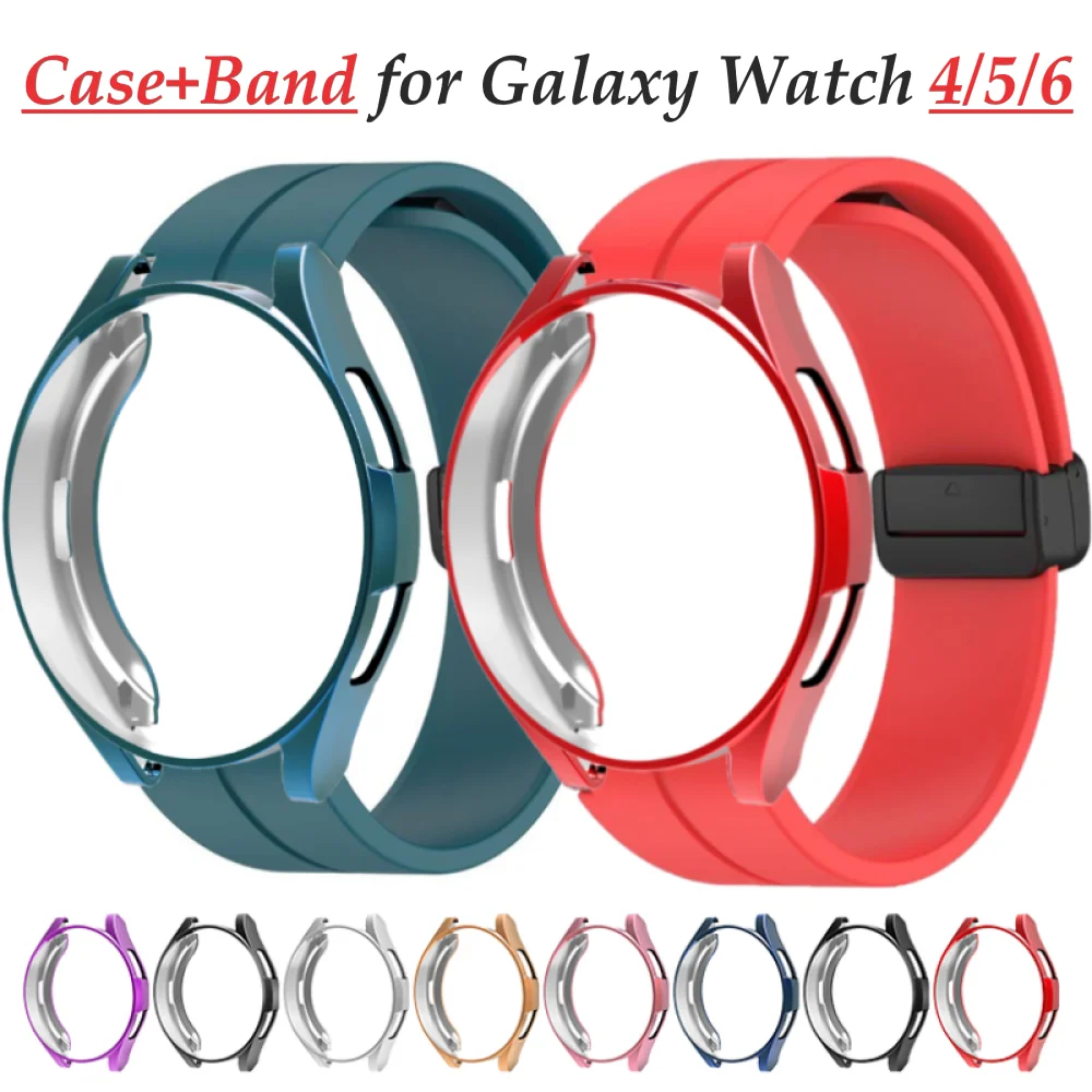 Gehäuse+Band für Samsung Galaxy Watch 4/5/6 40mm 44mm Rundum weiche TPU Schutzhülle für Galaxy Watch 4/6 Classic 42mm 46mm 43mm 47mm Original