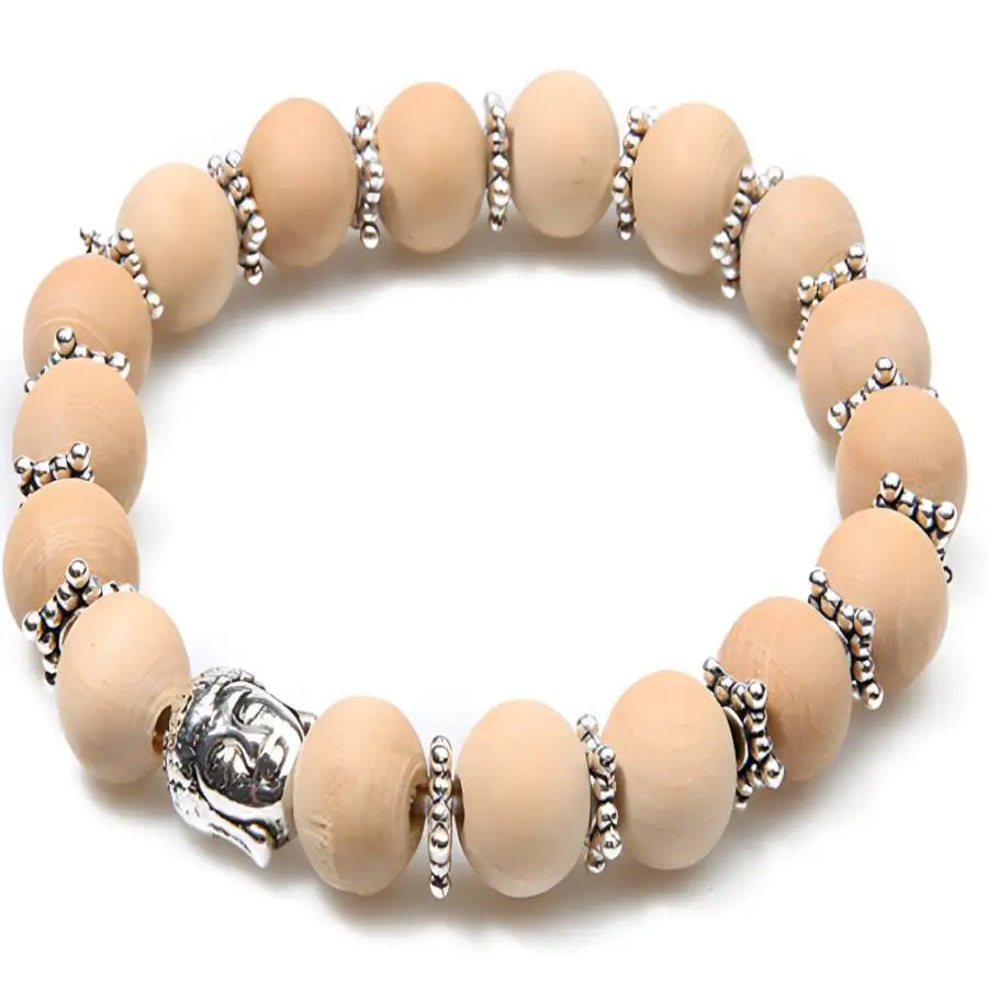 

8mm Wood Beads Bracelet 7.5 inch Nirvana Prayer tassel Chaplet Bead Bodhi Buddha Mala Japa elastic Bohemian Sacred Women Yoga