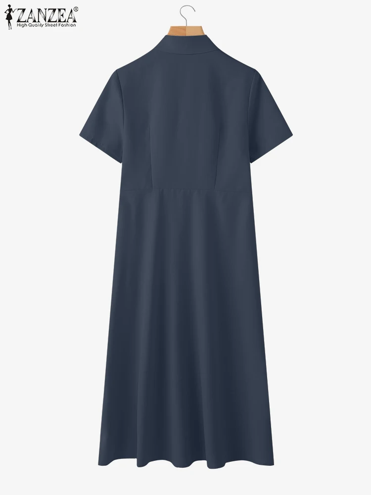 Stylish Summer Overalls Dress 2025 ZANZEA Women Shirt Dress Elegant OL Work Sundress Lapel Neck Short Sleeve Buttons Midi Robe