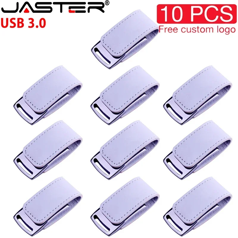 

JASTER 10 PCS/LOT USB 3.0 Flash Drives 128GB Business Gift Leather Pen drive 64GB Free Logo USB Stick 32GB High Speed USB Stick