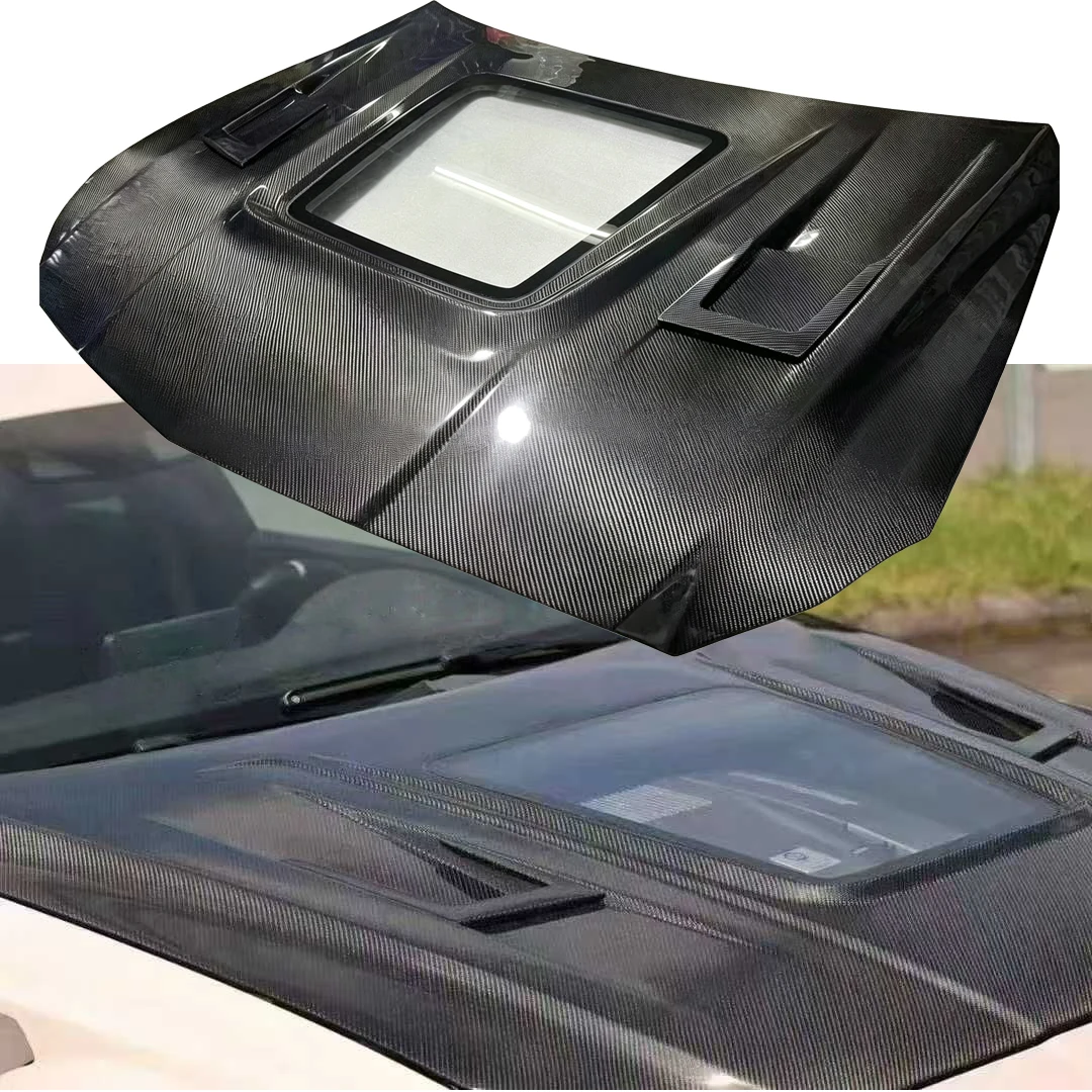 Vent Carbon Fiber Hood With Transparent Window for Mercedes W218 CLS63 AMG 2010-2018 Lightweight Car Exterior Modification Parts