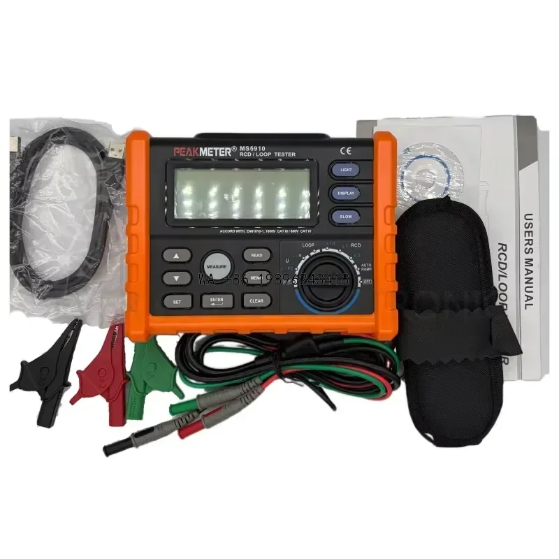 Wmwmnu for MS5910 Digital Resistance Meter RCD Loop Tester Circuit Switch Tester Trip-out Current Time Test RL Meter With USB