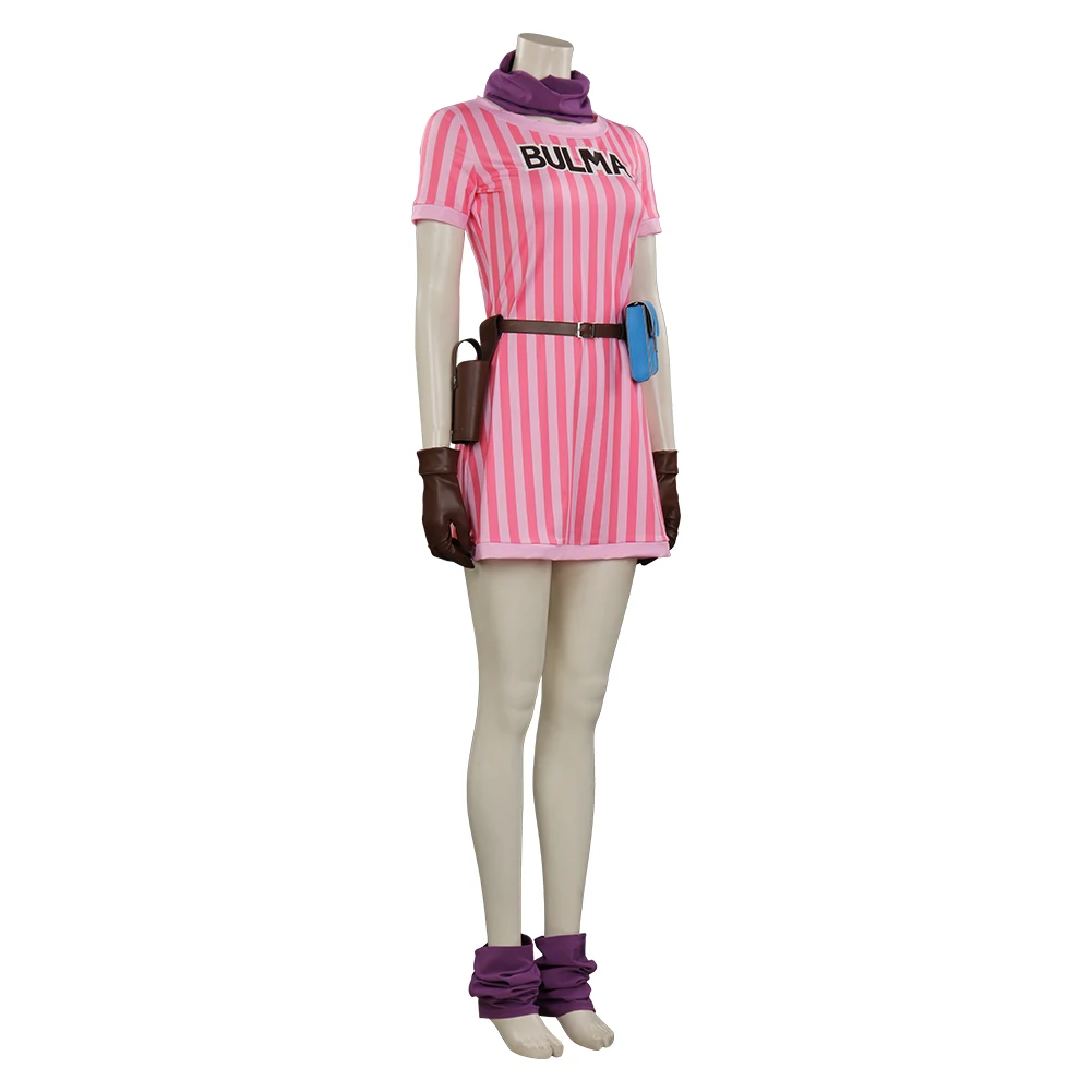 Anime Fantasy Bulma Cosplay Costume Women Pink Lolita Dress Belt Outfits Halloween Carnival Party Suit