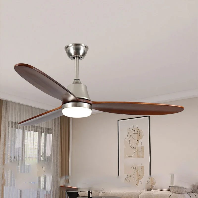 52Inch Wood Ceiling Fan Light Modern Simplicity Restaurant Electric Fan Household Ceiling Fan With Light And Control 220V 110V