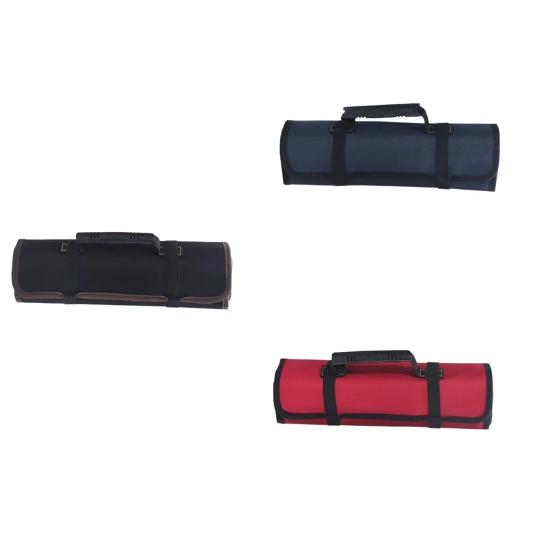 Borsa per attrezzi arrotolabile con chiave inglese con tasche, borsa organizer per rotolo di chiavi in tela impermeabile per tuttofare artigianale