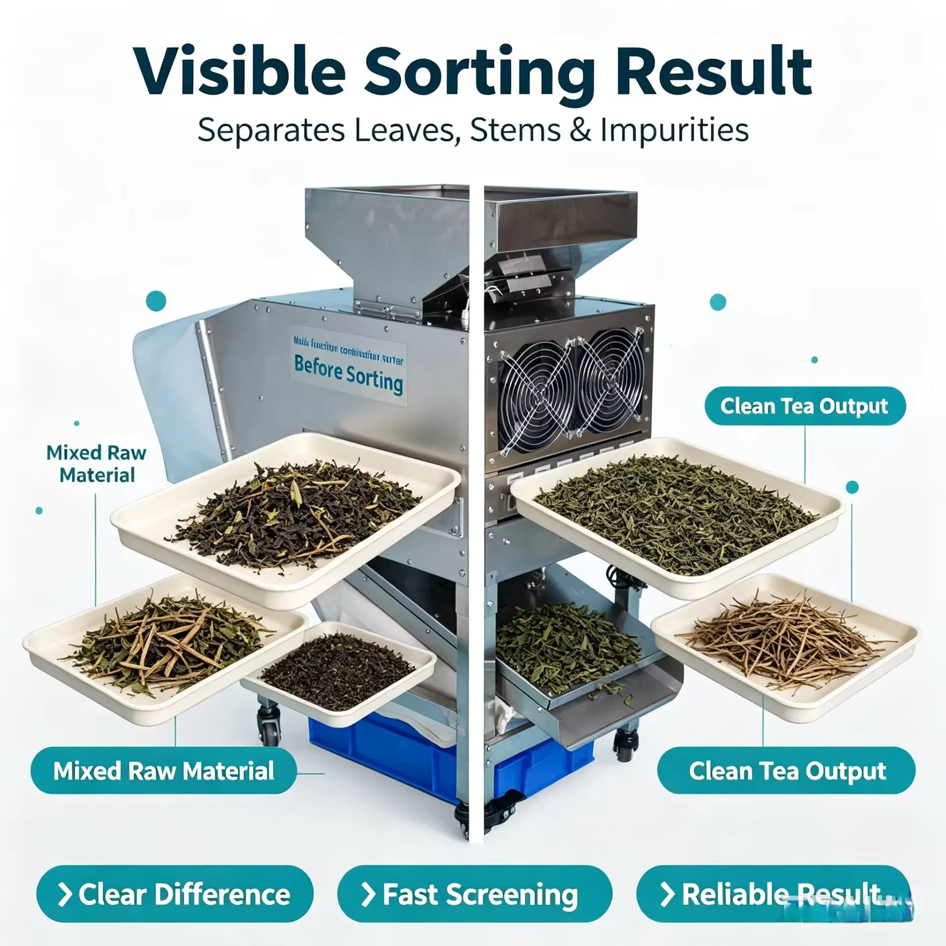 Stainless Steel Air Separator Winnower for Coffee Cocoa Beans Grain Rice Tea Pollen Sorting Machine Tool Equipment Device