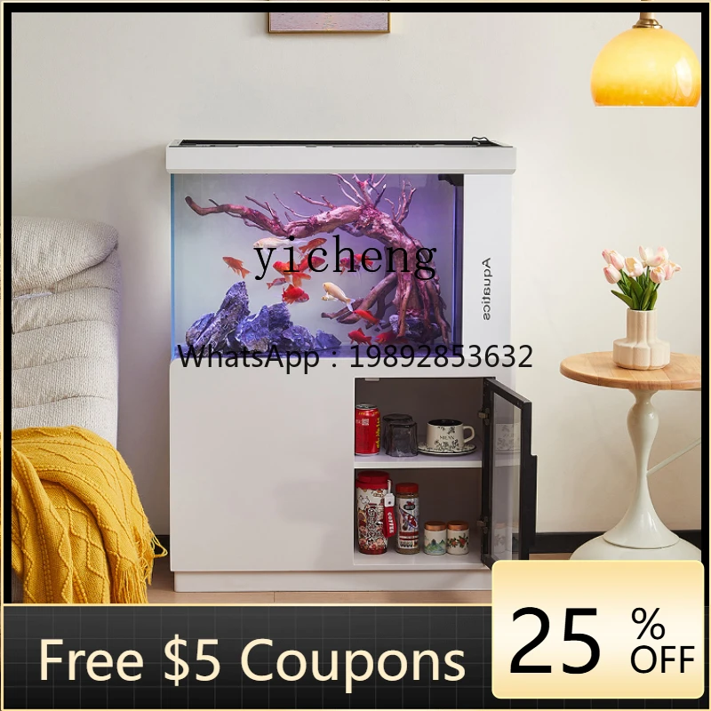 

U5 ultra-clear glass fish tank, living room, sofa edge with cabinets, light luxury home landscaping aquarium
