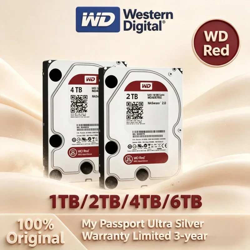 Low Noise Western Digital WD Red 3.5" SATA 6Gb/s HDD 5400RPM 64MB Cache 2TB 3TB 4TB 6TB NAS Hard Drive For Desktop Computer