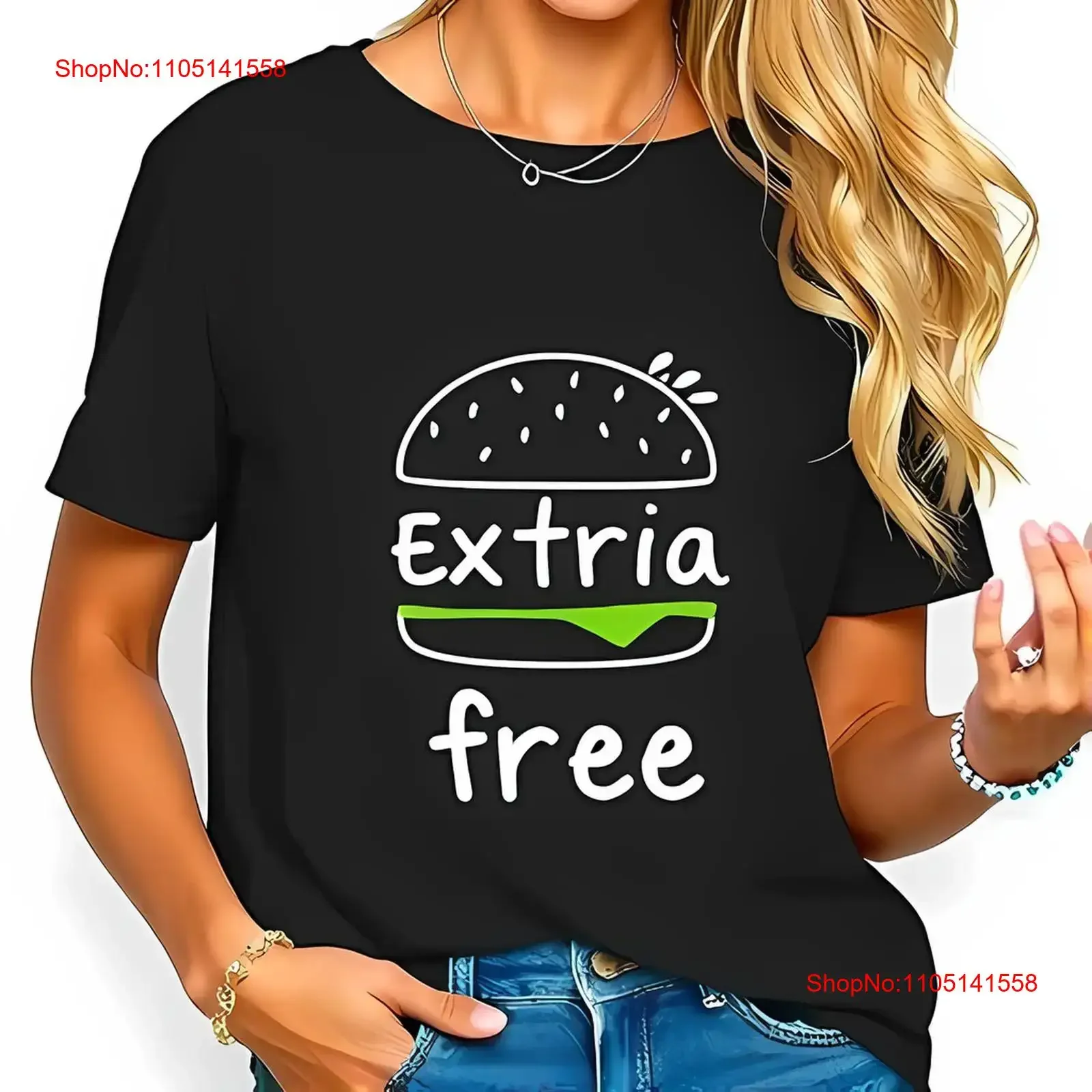 تي شيرت برجر للنساء كاجوال بدون إضافات من القطن بالكامل، مغسول ومسامي للجنسين، ملابس شارع مريحة
