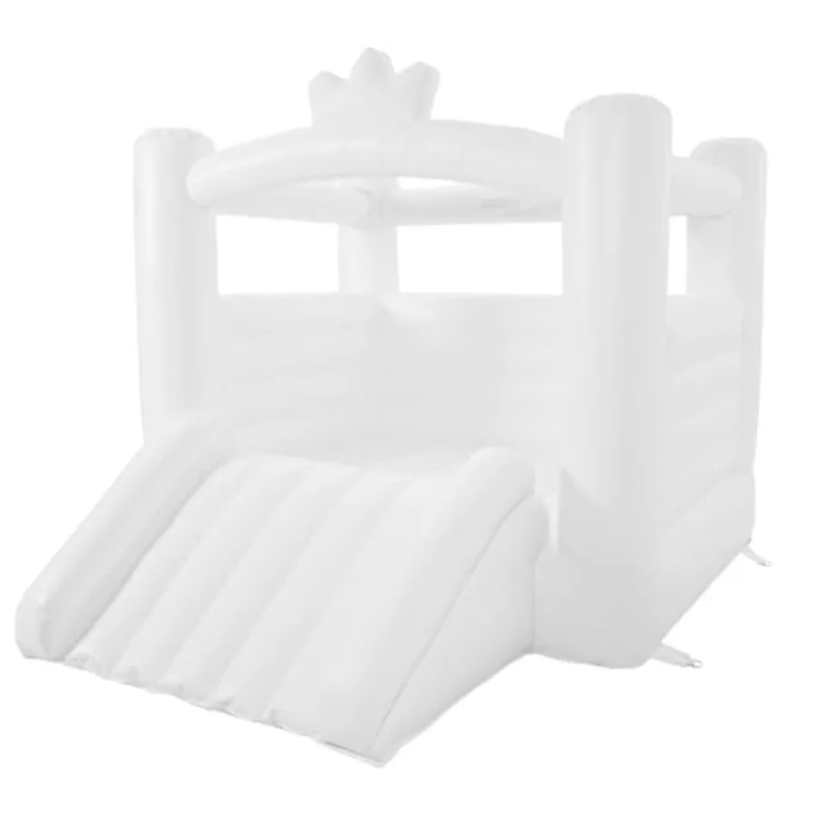 

PVC White Bounce House for 3-10 with Big Slide Blower Indoor Outdoor Use 10ft L x 8.2ft W x 7.6ft H Safe Durable Inflatable for