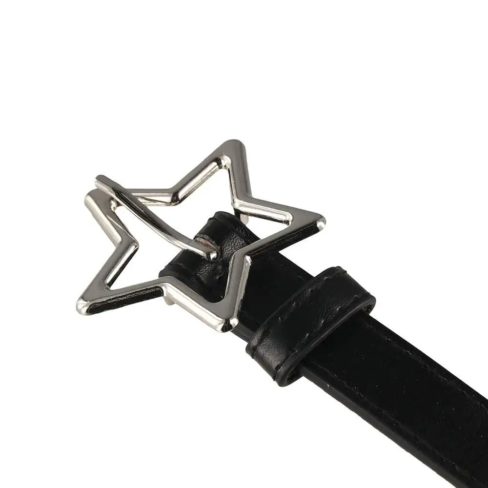 Elegante cintura a forma di stella a cinque punti con cuore Cintura regolabile in pelle PU con stella Cinture sottili Cintura in vita da donna Decorazione del vestito