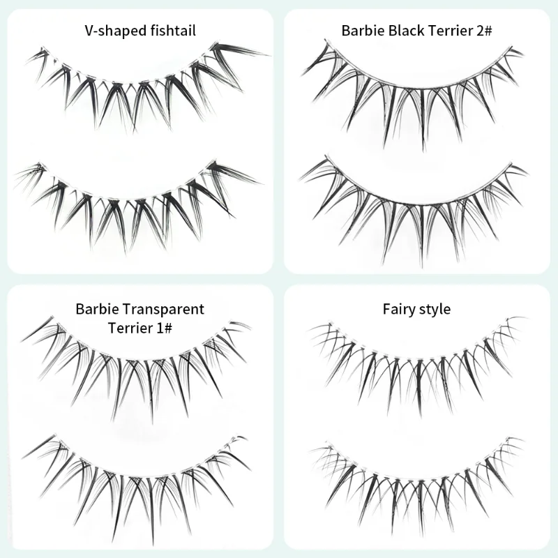 Natural Manga False Eyelash 3/5 Pairs Soft Long Thick Wispy Fluffy V Shaped Eyelashes with Eyelash Tweezer Cosplay Eyes Makeup