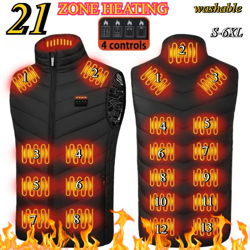 

Heated Vest 21 Areas Winter Men's Women's Motorcycle Jacket Usb Electric Heating Jacket Heated Vests Moto Self Heating Clothing