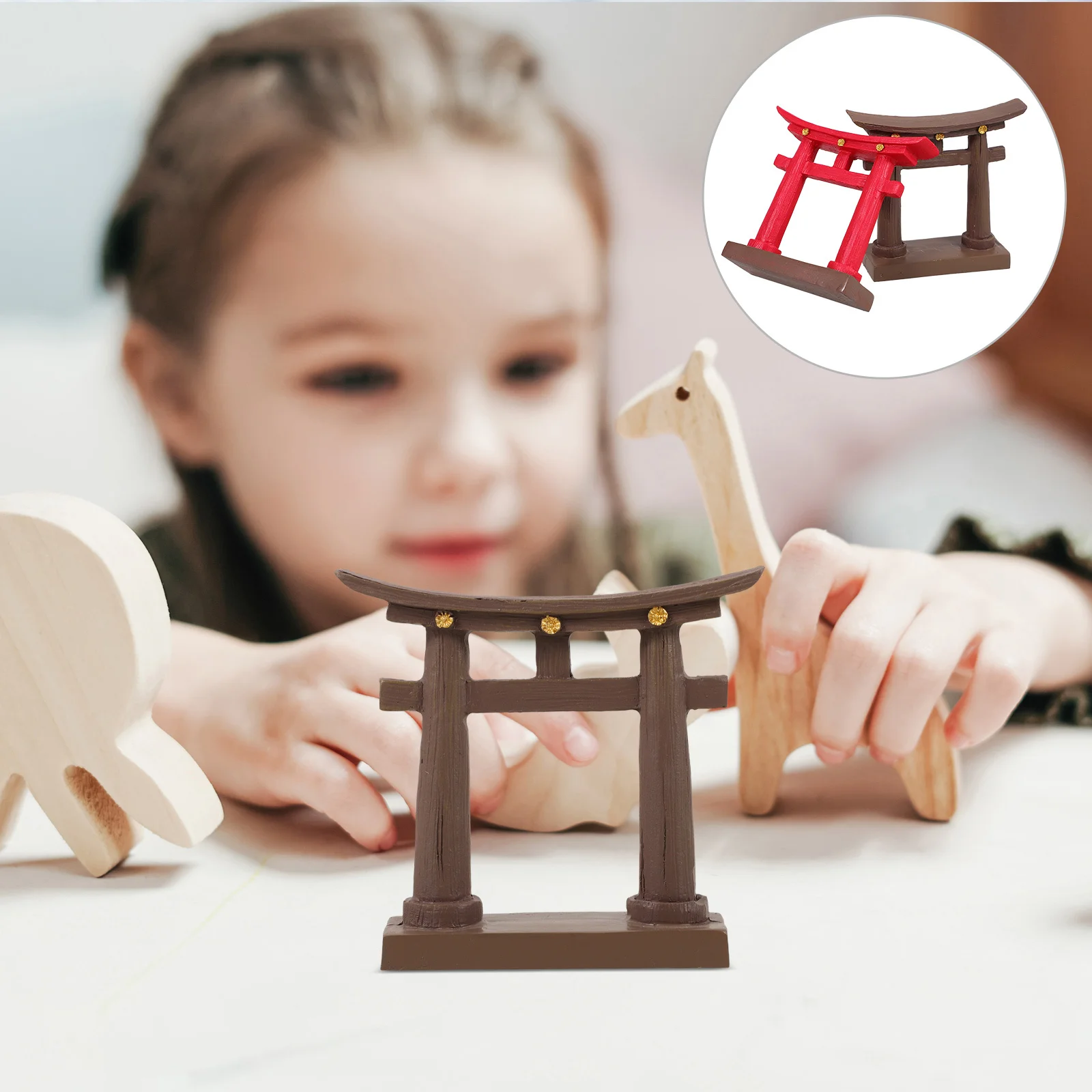 

2Pcs Japanese Gate Miniature Decoration Micro Garden Landscape Bonsai Aquarium Home Accent Miniature