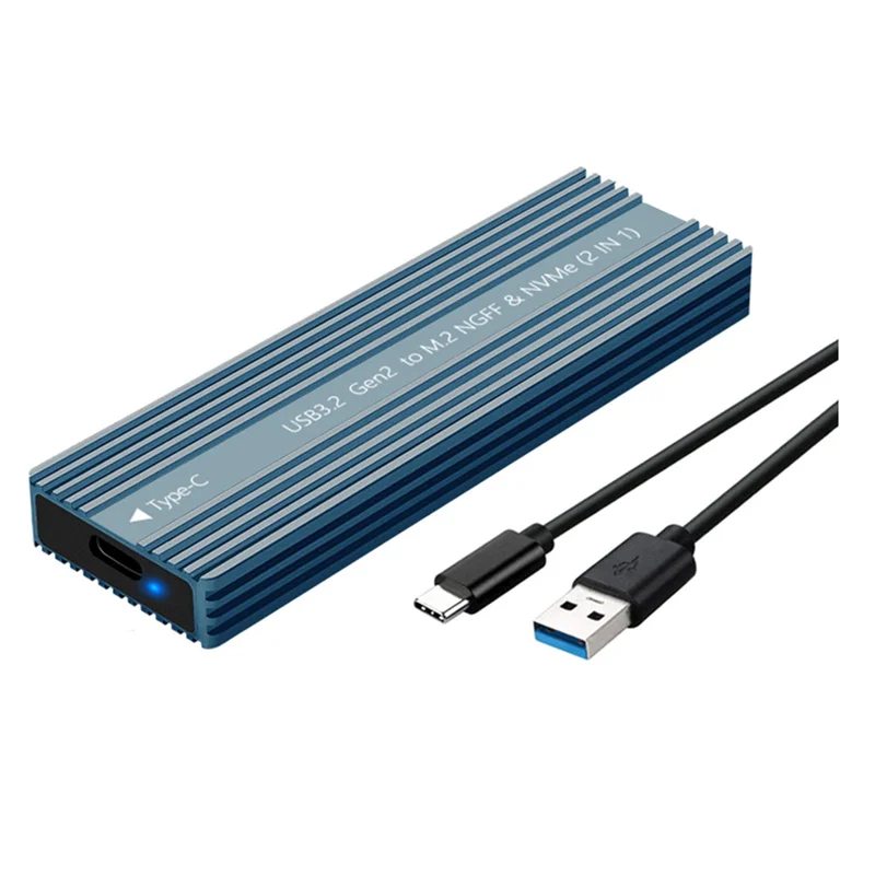 

AT93-Metal Case With Heat Dissipation M. 2 SSD Enclosure USB 3.2 Type-C Supports SATA/Nvme Dual Protocol Hard Disk Box
