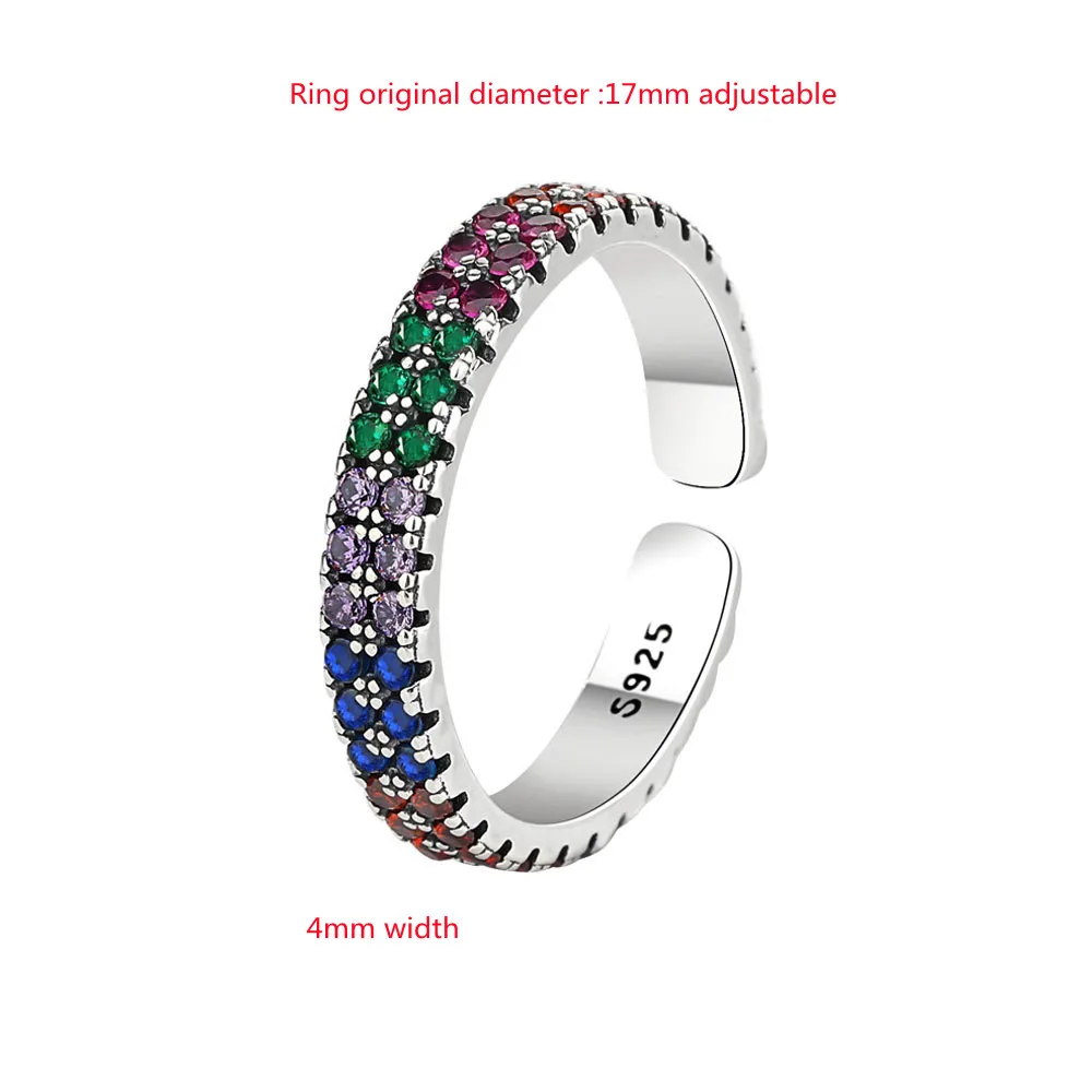 

Buyee 925 Sterling Silver Female Ring Finger Multi Color Crystal Open Ring Finger for Women Fashion Party Fine Jewelry Circle
