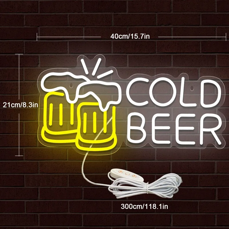 Cold Beer Cheers LED Neon Light Sign Acrylic Neon Sign USB Dimmer Switch For Home Man Cave Party Club Bar Store Wall Art Decor