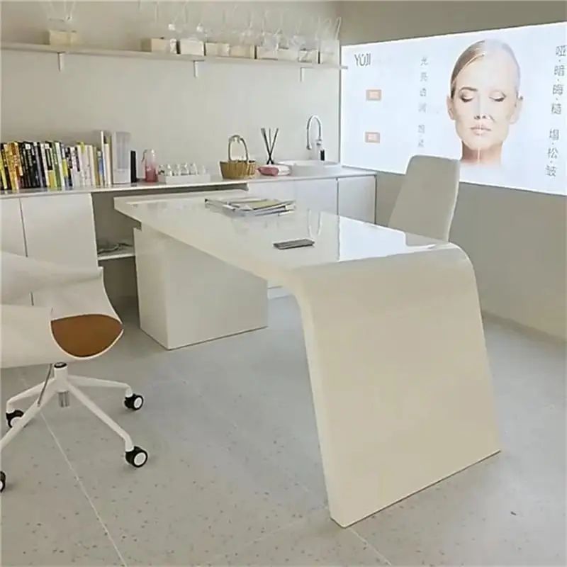 

Modern Design Office Desk Luxury Long Organizers Nordic Aesthetic Office Desk Space Saving Reception Scrivania Salon Furniture