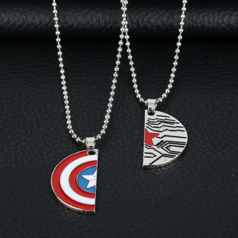 Marvel Couple Necklace Cartoon Anime Captain America Shield Pendant Fashion Trend Creative Couple Jewelry Valentine\'s Day Gift