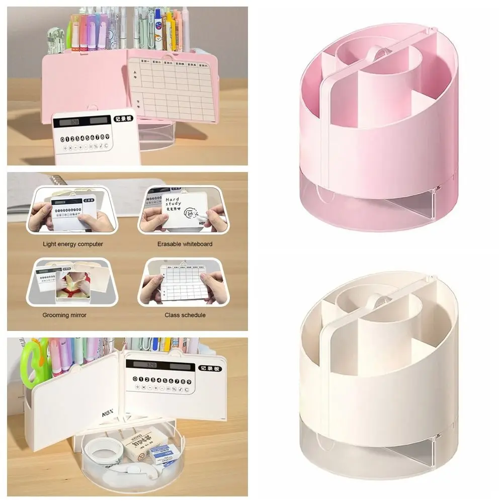 

6 Compartments 4-in-1 Pen Holder Stylish Multi-functional Pencil Storage Box Compact Tabletop Storage Stationery Organizer