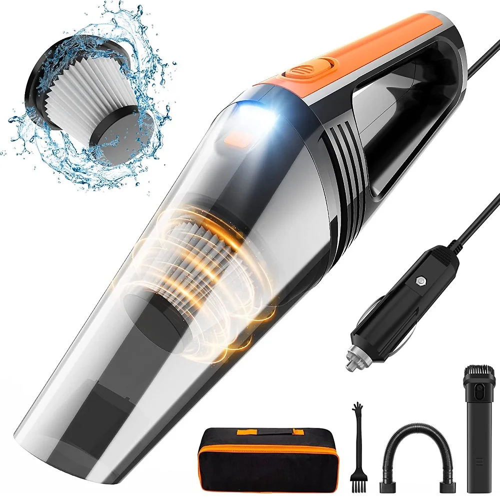 Portable Car Vacuum Cleaner High Power 6000PA/120W/DC12V, 16.4Ft Wet or Dry Handheld car Vacuum with LED Light for Men/Women