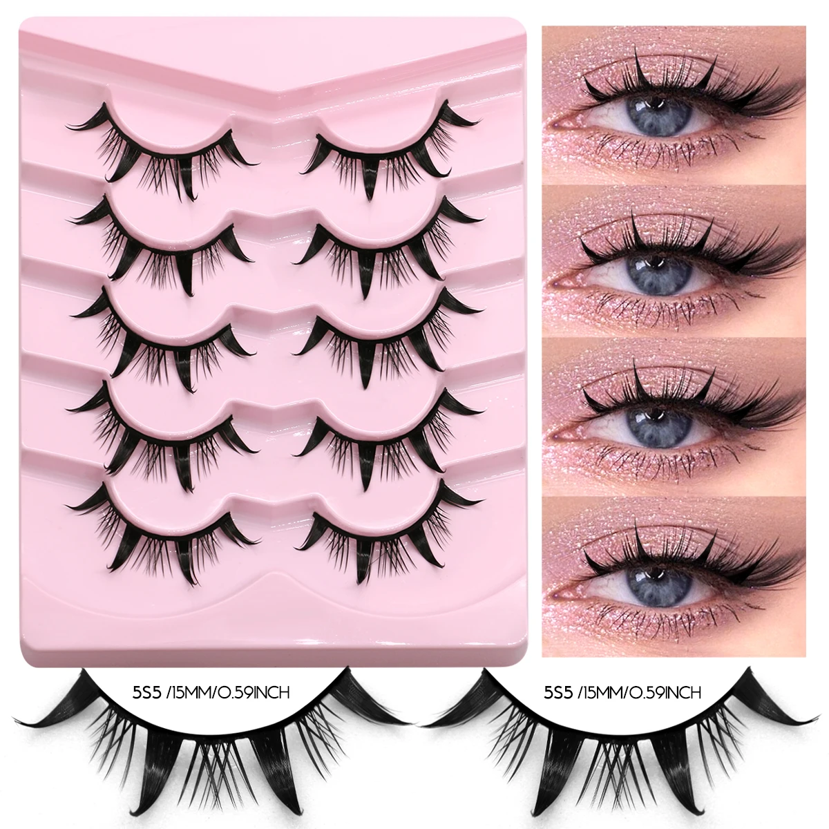3D Natural Mink False Eyelashes, 5 Pairs