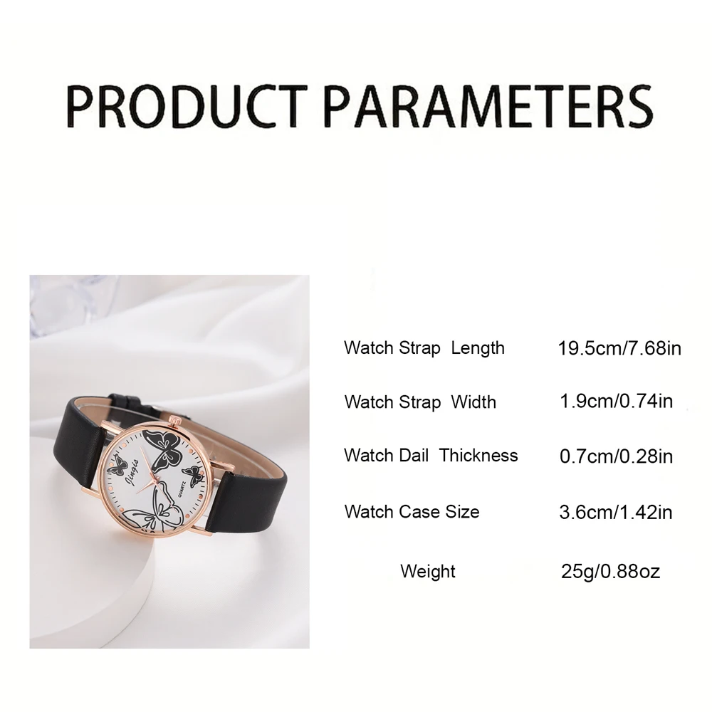 Hollow Butterfly Design Dial Ladies Watches Set Butterfly Necklace Earrings Bracelet Ring Women Fashion Simple Quartz WristWatch