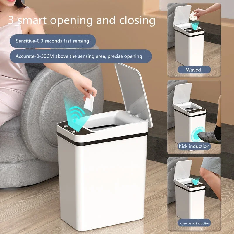 12L Intelligent Trash Can Smart Sensor Dustbin Electric Automatic Rubbish Can USB Waterproof Dustbin Home Induction Garbage Bin