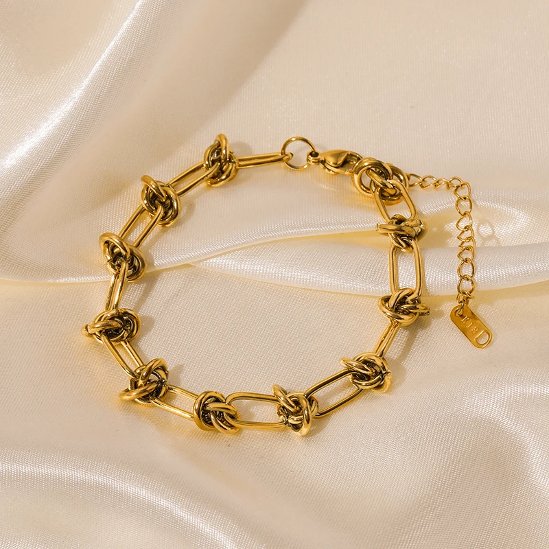 GANPUP 316L Edelstahl Metall Gold Farbe Dicken Armreif Für Frauen Wasserdicht Schmuck Aussage Handgelenk Kette Mädchen Geschenk – Detail 12