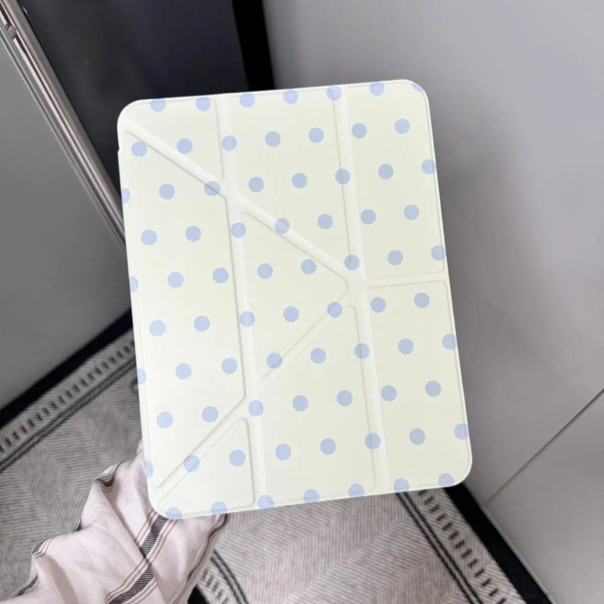 

Blue Yellow Polka Dot 3+Y Folding For iPad MINI7 Tablet Pro 11 inch Air6 Protective Case 10/9/8 Generation A16 Protective Cover