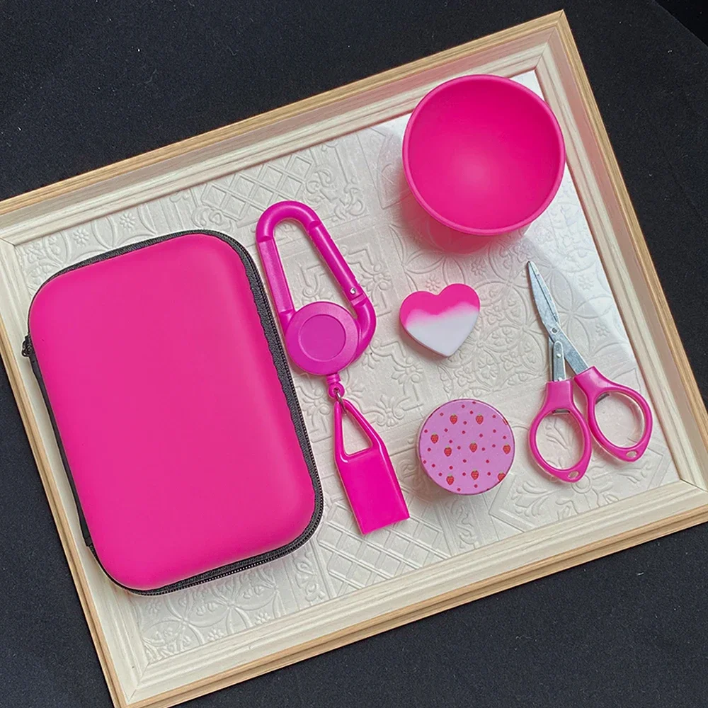 1Set Pink Smoking Kit With 40mm Grinder Lighter Holder Silicone Bowl Love Heart Silicone Jar Scissors Women Gift