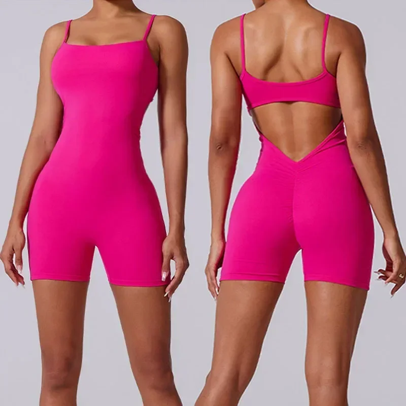 

Backless One Piece Jumpsuit Running Sports Bodysuit Women Workout Yoga Rompers Sleeveless Overalls Sportswear Fitness Yoga Suit