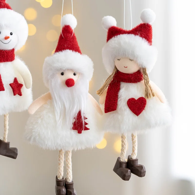 Christmas Decoration Plush Angel Girl Doll Pendant Xmas Tree Hanging Ornaments  Plush Santa Snowman Angel Pendant Decor Gift Toy