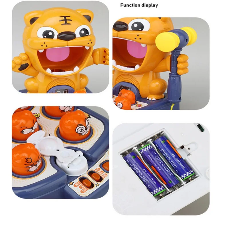 Multifuncional crianças quebra-cabeça educacional interativo aprendizagem batendo brinquedo com luzes música, criança tigre martelando hit jogo brinquedo