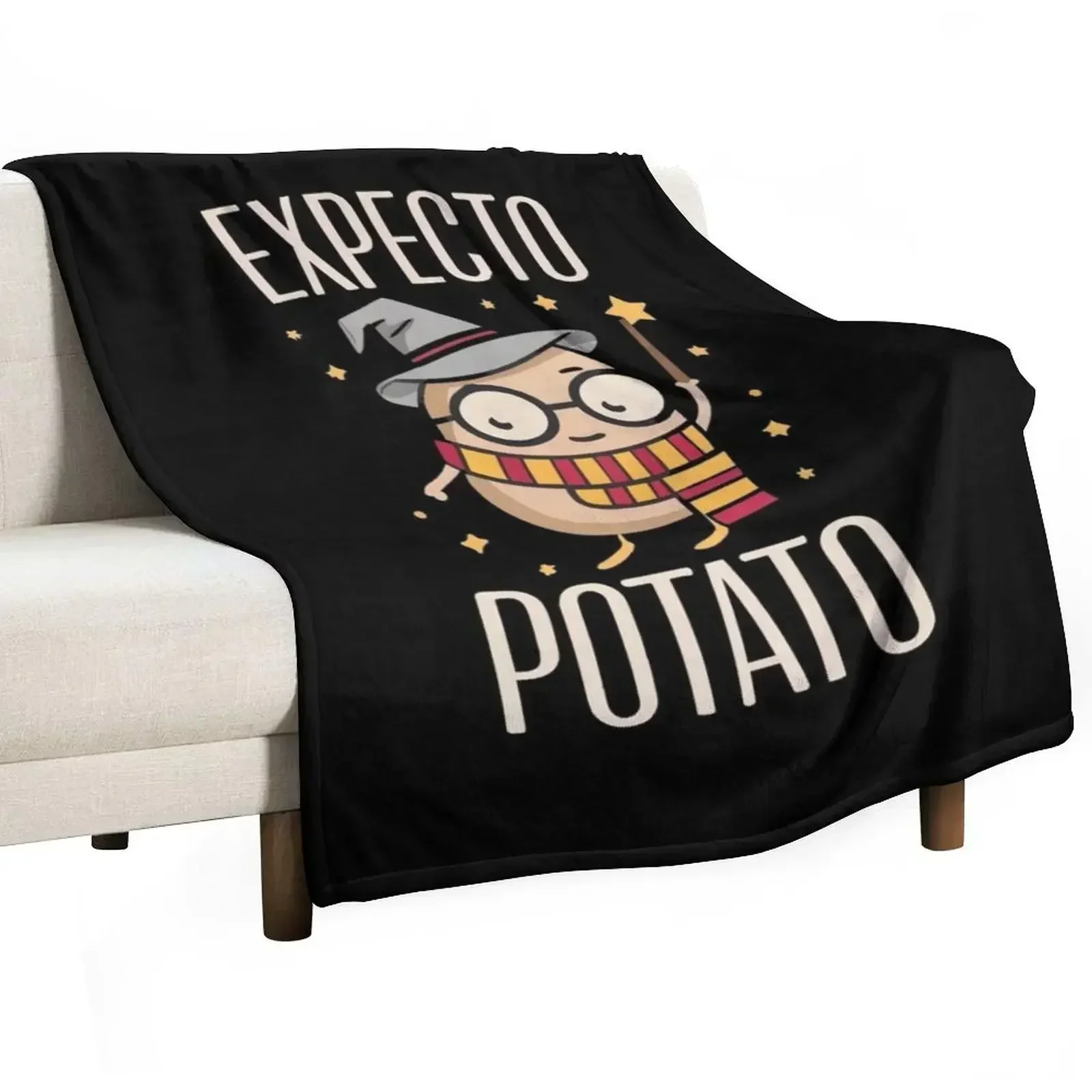 

Expecto Potato - Wizard Funny Throw Blanket Bed Fashionable Large Plaid on the sofa Soft Plush Plaid Blankets